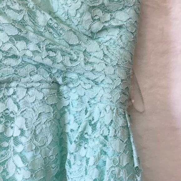 David’s Bridal Teal Short Strapless Lace Dress - Picture 9 of 16